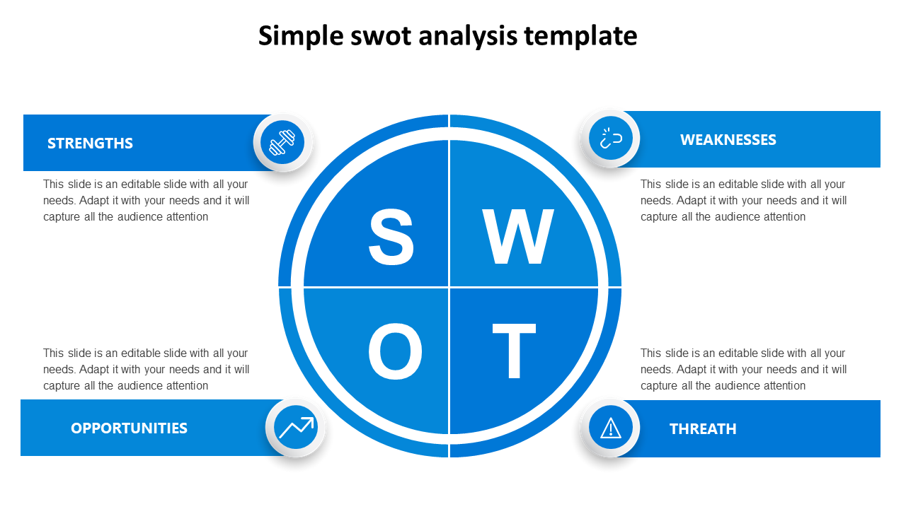 Free - Simple SWOT Analysis Template Presentation-Four Node